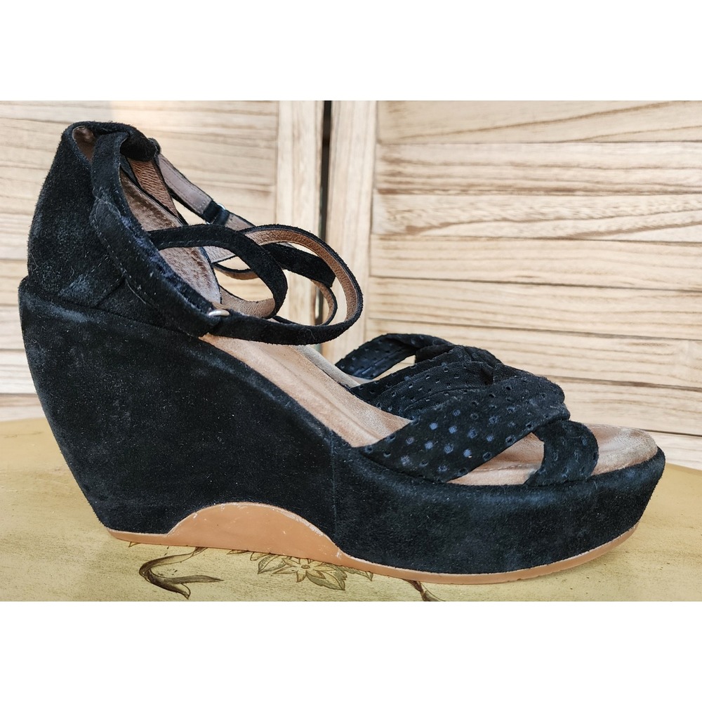 Biviel EU 40 US 9 Black Suede Strappy Platform Wedge Sandals Whimsygoth Classic